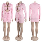 Sexy Hot Drill Bra And Heart Hollow Out Blazer 2 Piece Set NY-2760