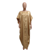 Solid Color Simulated Silk Maxi Dress QYXZ-9133