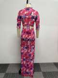 Plus Size Print Half Sleeve+Tube Tops Dress 2 Piece Set NY-2772