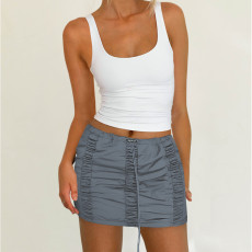 Casual Solid Color Pleated Skirts ASL-6688