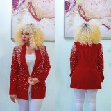 Solid Bubble Bead Lapel Long Sleeve Blazer BY-6590