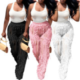 Solid See Through High Waist Loose Pants ME-8420