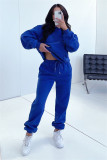 Solid Long Sleeve Hooded Plush Sweatshirt 2 Piece Set SSNF-211333