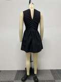 Solid Color Waisted Hollow Out Puffy Mini Dress  NY-S10549