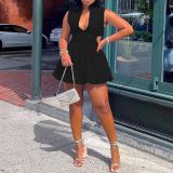 Solid Color Waisted Hollow Out Puffy Mini Dress  NY-S10549