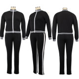 Casual Patchwork Off Shoulder Sport Pants Suit SFY-2342