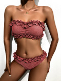 Sexy Solid Color Tube Tops Bikinis 2 Piece Set CASF-6609