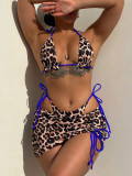 Leopard Print Tie Up Bikinis 3 Piece Set CASF-6594