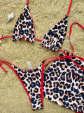 Leopard Print Tie Up Bikinis 3 Piece Set CASF-6594