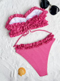 Sexy Solid Color Tube Tops Bikinis 2 Piece Set CASF-6609