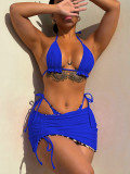 Leopard Print Tie Up Bikinis 3 Piece Set CASF-6594