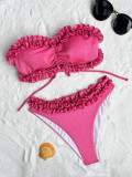 Sexy Solid Color Tube Tops Bikinis 2 Piece Set CASF-6609