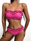 Sexy Solid Color Tube Tops Bikinis 2 Piece Set CASF-6609