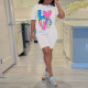 Plus Size Colorful Print Short Sleeve Shorts 2 Piece Set NY-10570