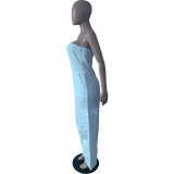 Plus Size Solid Color Tube Tops Slim Jumpsuit MK-C3183