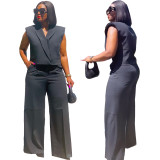 Plus Size Loose Sleeveless Top Pants Two Piece Set MK-3182