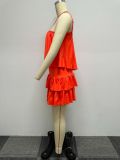 Plus Size Solid Color Sexy Sling Ruffles Two Piece Skirt Set NY-K2808