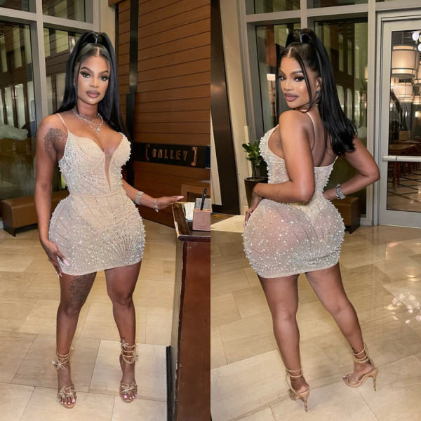 Sexy Hot Drill Sleeveless Sling Mini Dress BY-6602