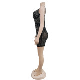 Sexy Hot Drill Sleeveless Sling Mini Dress BY-6602