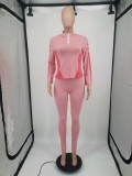 Color Blocking Print Long Sleeve Slim Sport Suit YIM-112