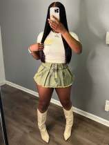 Fake Two-piece Jeans Shorts Pleated Skirt LX-6001