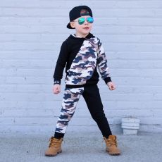 Kids Boy Color Block Hooded Sport Two Piece Set GYMF-113