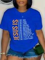 Plus Size Letter Print Short Sleeve T Shirt GQF-56778
