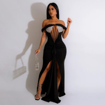 Sexy One Shoulder Sequin Split Evening Dress CYA-900700