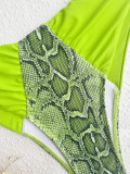 Snake Print Color Blocking Bikinis Two Piece Swimsuit CASF-6560