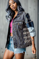 Fashion Denim Holes Print Jacket Vest ZDF-31287