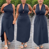 Solid Color Irregular Sexy Maxi Dress NY-10585