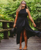 Solid Color Irregular Sexy Maxi Dress NY-10585