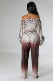 Fashion Print Gradient Long Sleeve Two Piece Pants Set XHXF-8680