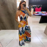 Plus Size Fashion Multicolor Print Bandage Jumpsuit NY-10592