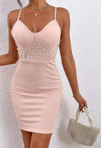 Sexy Sling Backless Bead Mini Dress XHXF-371
