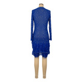 Hot Drilling Sexy Mesh Hollow Out Bodycon Dress AIL-230