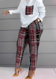 Plus Size Casual Print Long Sleeve Pants Two Piece Set GSRX-9076