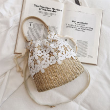 Rattan Tote Lace Lace Crossbody Bucket Bag HCFB-97775