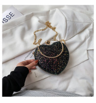 Sequin Heart Tote Crossbody Evening Bag HCFB-352207