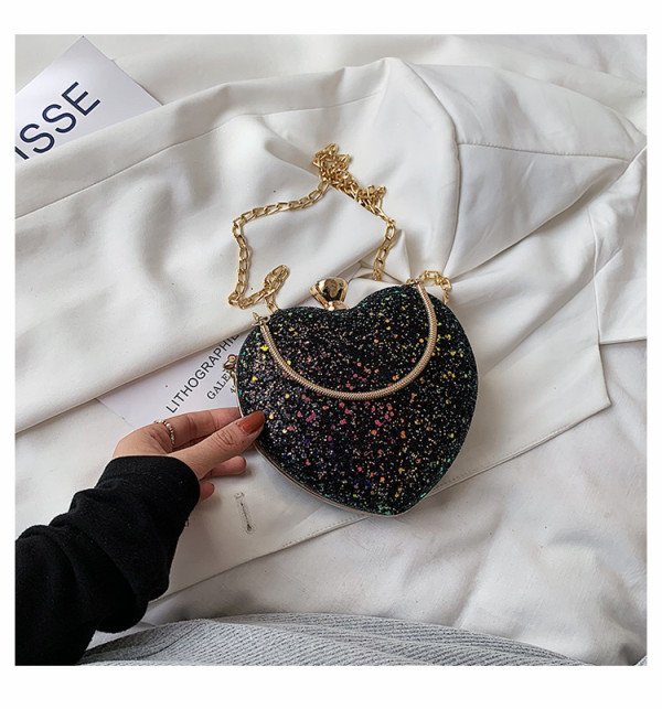 Sequin Heart Tote Crossbody Evening Bag HCFB-352207