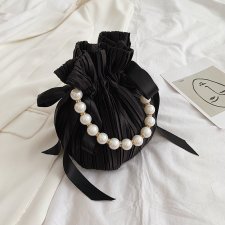 Vintage Satin Pleated Bucket Bag HCFB-252203