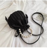 Vintage Satin Pleated Bucket Bag HCFB-252203