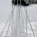 Solid Mesh Hot Drill Sleeveless Tassel Mini Dress BY-C6628