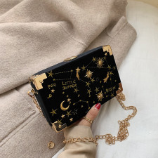 Velour Embroidered Star Chain Shoulder Crossbody Bag HCFB-301666