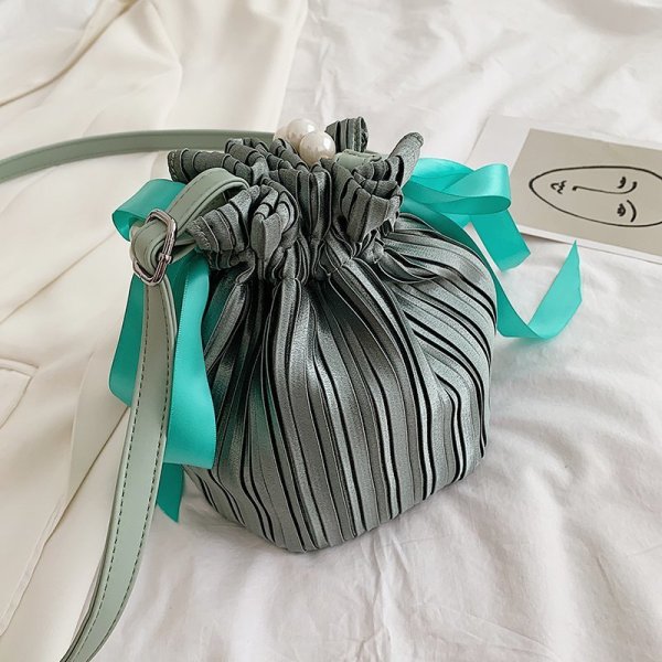 Vintage Satin Pleated Bucket Bag HCFB-252203