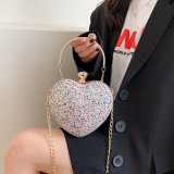 Sequin Heart Tote Crossbody Evening Bag HCFB-352207