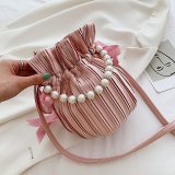 Vintage Satin Pleated Bucket Bag HCFB-252203