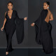 Solid Color One Shoulder Long Sleeve Backless Maxi Dress BY-6649