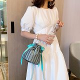 Vintage Satin Pleated Bucket Bag HCFB-252203