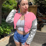Fashion Embroidery Splicing Slim Baseball Jacket IV-8431